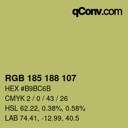 Color code: RGB 185 188 107 | qconv.com