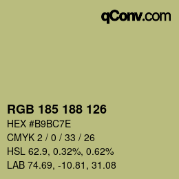 Color code: RGB 185 188 126 | qconv.com