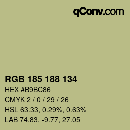 Color code: RGB 185 188 134 | qconv.com