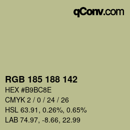 Color code: RGB 185 188 142 | qconv.com