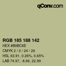 カラーコード: RGB 185 188 142 | qconv.com
