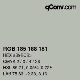 Color code: RGB 185 188 181 | qconv.com
