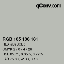 Color code: RGB 185 188 181 | qconv.com