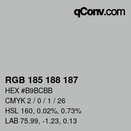 Color code: RGB 185 188 187 | qconv.com