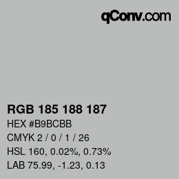 Color code: RGB 185 188 187 | qconv.com