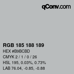 Color code: RGB 185 188 189 | qconv.com