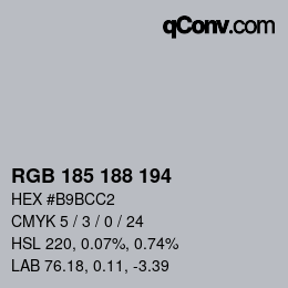 颜色代码: RGB 185 188 194 | qconv.com