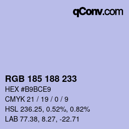Color code: RGB 185 188 233 | qconv.com