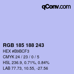 Color code: RGB 185 188 243 | qconv.com
