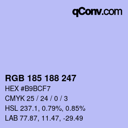 Color code: RGB 185 188 247 | qconv.com
