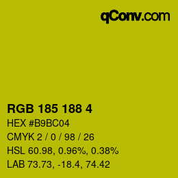 Color code: RGB 185 188 4 | qconv.com