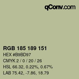 Color code: RGB 185 189 151 | qconv.com