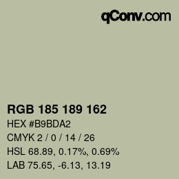 カラーコード: RGB 185 189 162 | qconv.com
