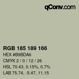 Color code: RGB 185 189 166 | qconv.com