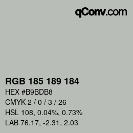 Color code: RGB 185 189 184 | qconv.com