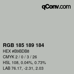 颜色代码: RGB 185 189 184 | qconv.com