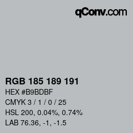 Color code: RGB 185 189 191 | qconv.com