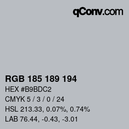 Farbcode: RGB 185 189 194 | qconv.com