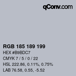 Color code: RGB 185 189 199 | qconv.com