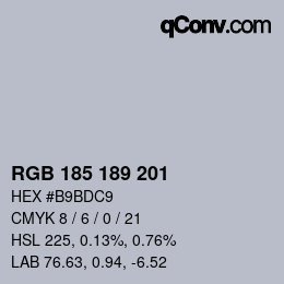 Color code: RGB 185 189 201 | qconv.com