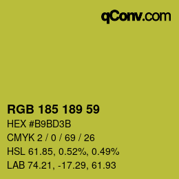 Color code: RGB 185 189 59 | qconv.com