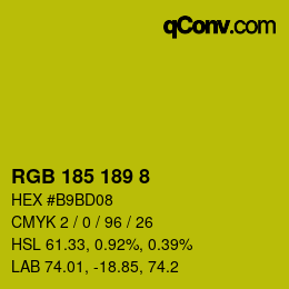 カラーコード: RGB 185 189 8 | qconv.com