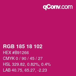 Color code: RGB 185 18 102 | qconv.com