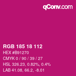 Color code: RGB 185 18 112 | qconv.com