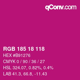 Color code: RGB 185 18 118 | qconv.com