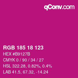 Color code: RGB 185 18 123 | qconv.com