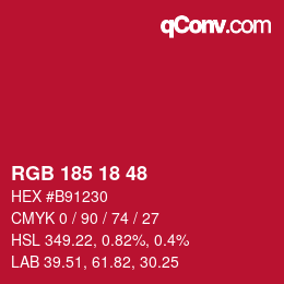 颜色代码: RGB 185 18 48 | qconv.com