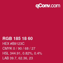 Color code: RGB 185 18 60 | qconv.com
