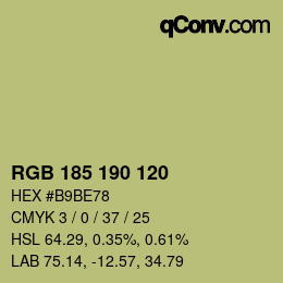 Color code: RGB 185 190 120 | qconv.com