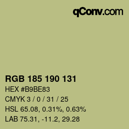 Código de color: RGB 185 190 131 | qconv.com