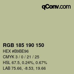 Color code: RGB 185 190 150 | qconv.com