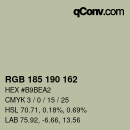 Color code: RGB 185 190 162 | qconv.com