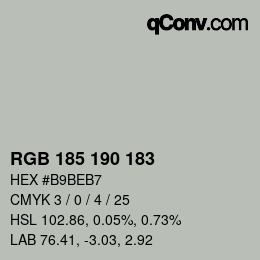 Color code: RGB 185 190 183 | qconv.com
