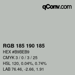 カラーコード: RGB 185 190 185 | qconv.com