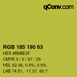 Color code: RGB 185 190 63 | qconv.com