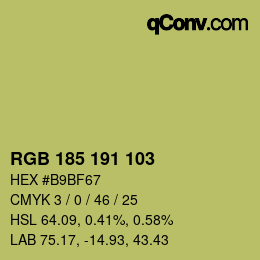 Color code: RGB 185 191 103 | qconv.com