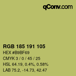 Color code: RGB 185 191 105 | qconv.com