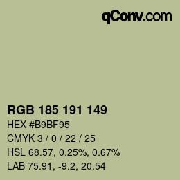 Color code: RGB 185 191 149 | qconv.com