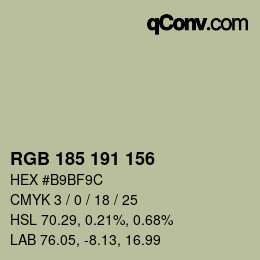 Color code: RGB 185 191 156 | qconv.com