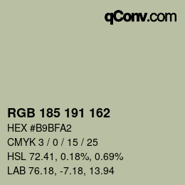 カラーコード: RGB 185 191 162 | qconv.com