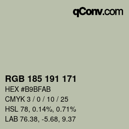 颜色代码: RGB 185 191 171 | qconv.com