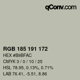 カラーコード: RGB 185 191 172 | qconv.com