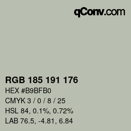 Código de color: RGB 185 191 176 | qconv.com