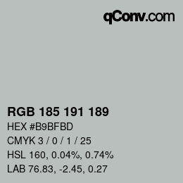 Color code: RGB 185 191 189 | qconv.com