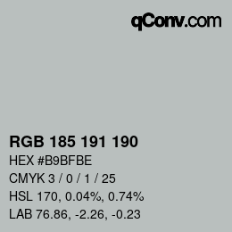 Color code: RGB 185 191 190 | qconv.com