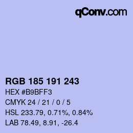 Color code: RGB 185 191 243 | qconv.com